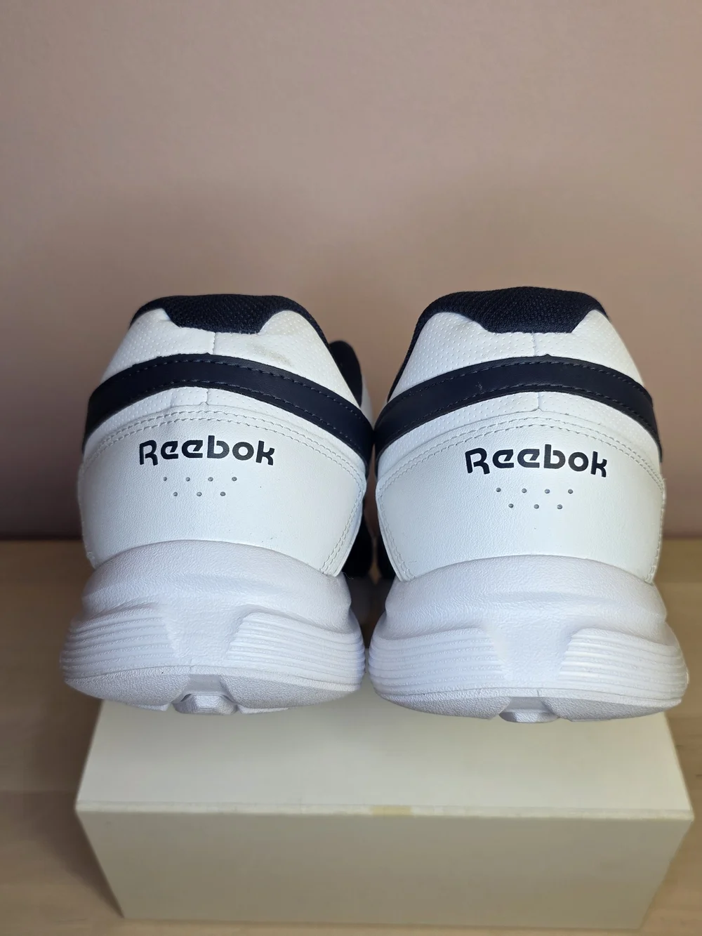 Reebok White and Navy Men's Lace-Up Sneakers